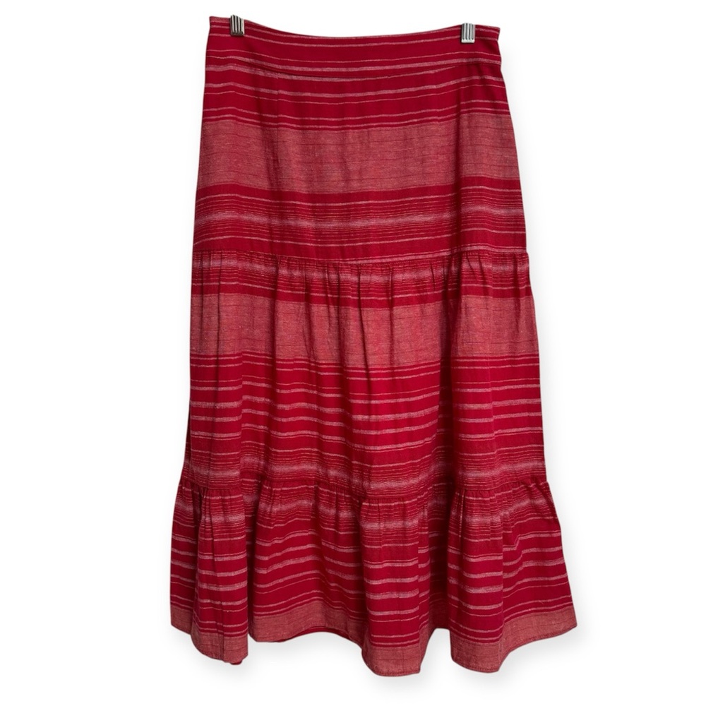 Sage The Label Cotton Linen Blend Tiered Midi Skirt Medium